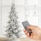Glitzhome® 7.5ft Pre-Lit Flocked Upward Slim Fir Artificial Christmas Tree, Warm White LED Lights